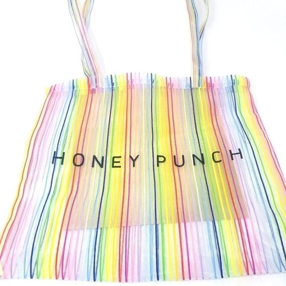 Sheer brightly colored striped tote. - Picture 1 of 11